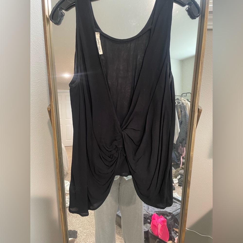 Black open back tank